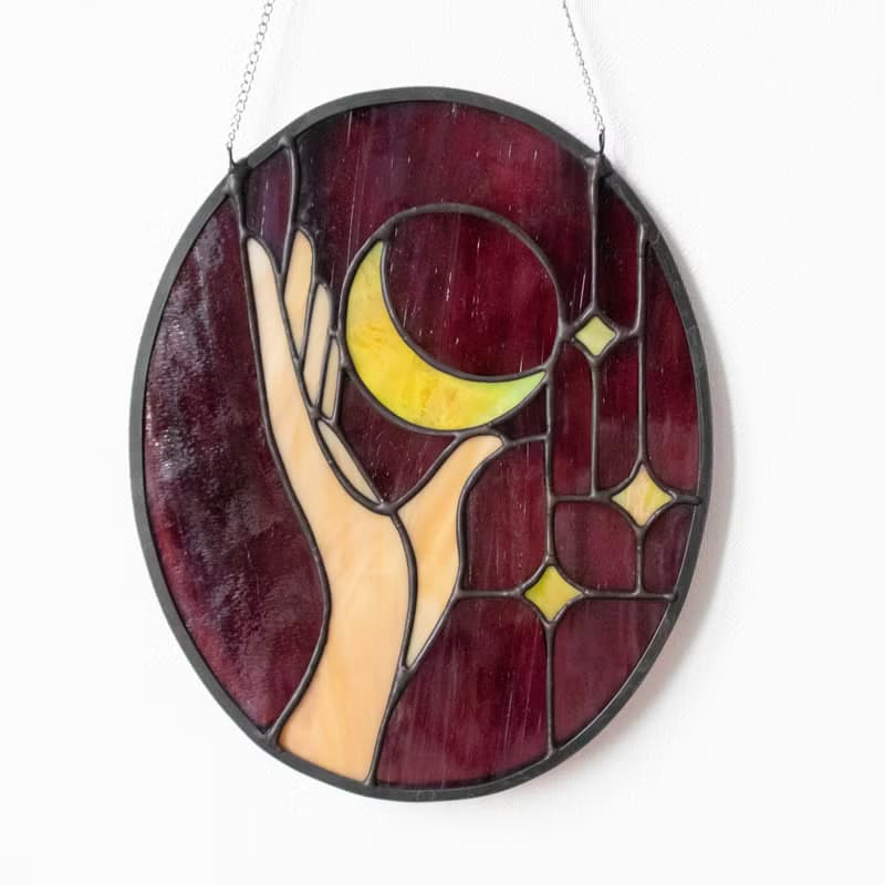 Stained glass window panel, Suncatcher, Glass home décor, Anniversary gift