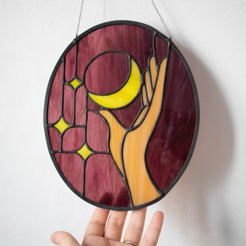 Stained glass window panel, Suncatcher, Glass home décor, Anniversary gift