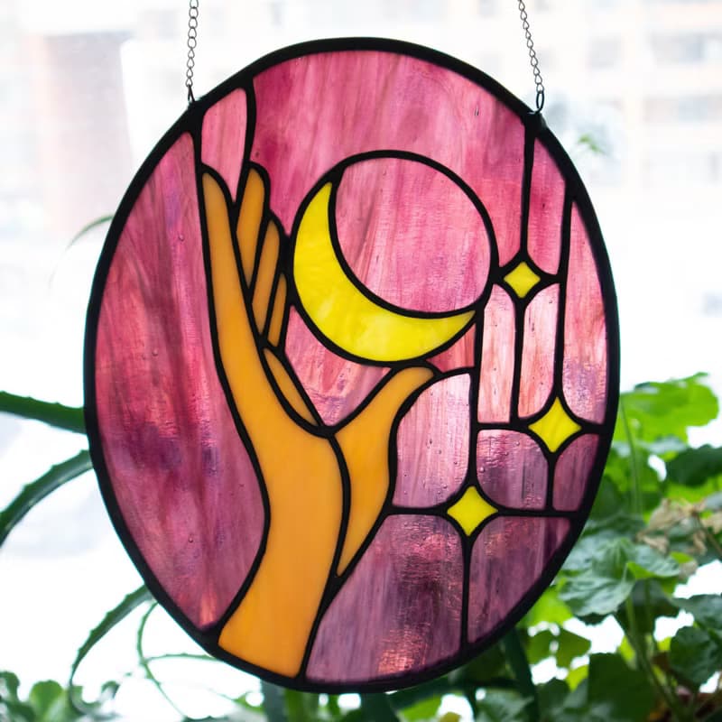 Stained glass window panel, Suncatcher, Glass home décor, Anniversary gift