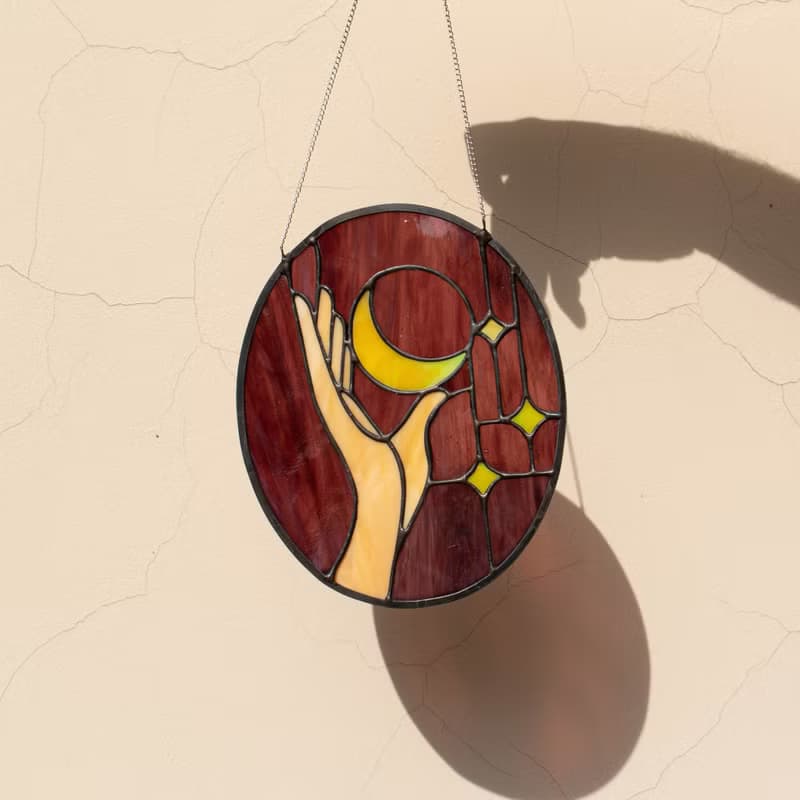 Stained glass window panel, Suncatcher, Glass home décor, Anniversary gift