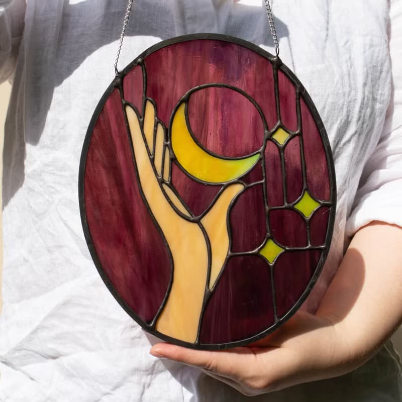 Stained glass window panel, Suncatcher, Glass home décor, Anniversary gift