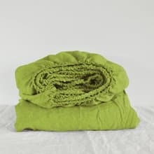 Chartreuse green linen fitted sheet / Softened linen bed sheet / Deep pocket