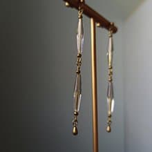 透明古典長耳環 / 角切玻璃