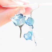 可選顏色　真玫瑰耳環 乾燥花