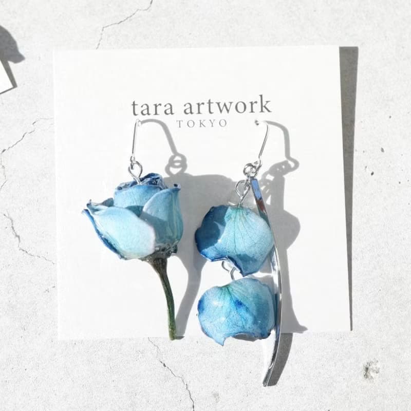 可選顏色　真玫瑰耳環 乾燥花