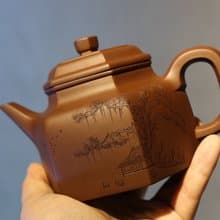 送禮紫砂壺茶壺六方德钟   底槽清 300ml 李爽手工制作   整器磊
