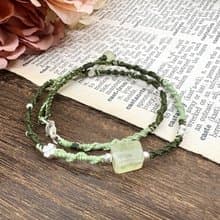 不規則葡萄石 雙圈編織手鍊 提升自我 聚財