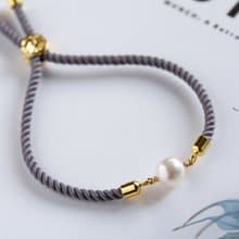 あこや真珠 ナイロンコードブレスレット　グレー