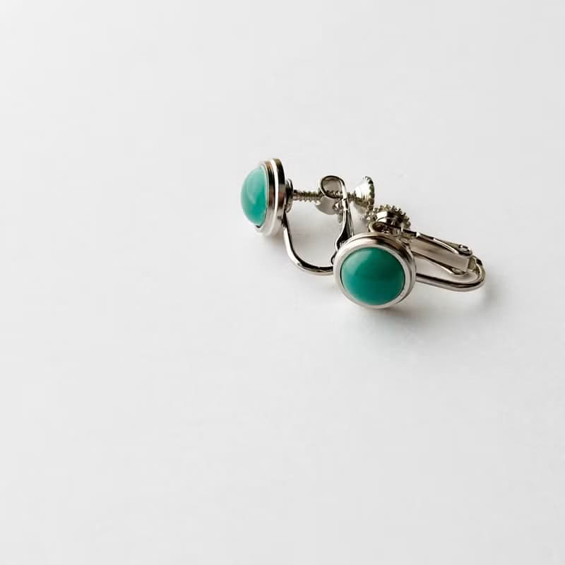 セピア小【Jade】 七宝焼のイヤリング 純銀張七宝