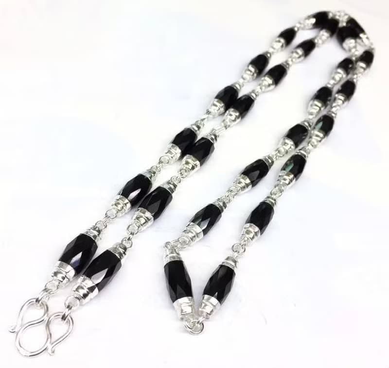 Necklace, Gemstone, 6 mm. cane shape, covered with 925 Silver , can be worn over the head, beautiful Gemstone
