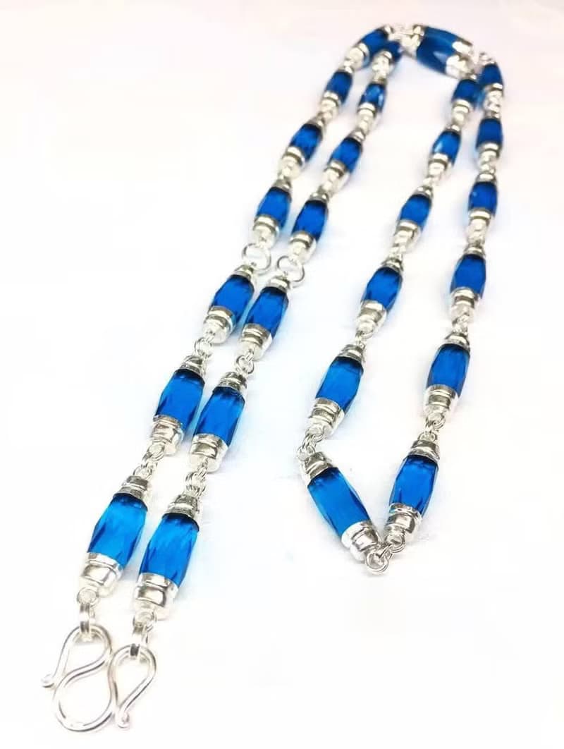 Necklace, Gemstone, 6 mm. cane shape, covered with 925 Silver , can be worn over the head, beautiful Gemstone