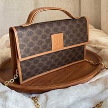 超稀有Vintage Celine 中古棕花迷你手提包