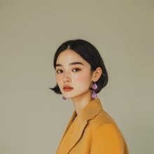ラベンダー色の花びら ピアス / イヤリング(アシンメトリー)