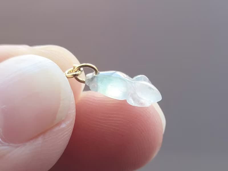 【親翠】天然翡翠 高冰玻種水精工小金魚皮繩鎖骨鏈 | 如魚得水
