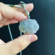 天然緬甸玉翡翠 如意狐狸 手工雕 招桃花守姻緣 禮物 天然 項鍊
