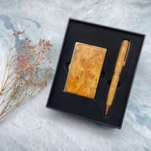 畢業禮物 檜意禮盒組  台灣檜木樹瘤名片夾 台灣檜木圓珠筆