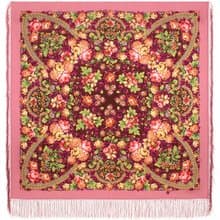 Pavlovo Posad Russian Shawl 100% Wool Scarf 125x125 cm Wrap Silk Fringe 2082-3