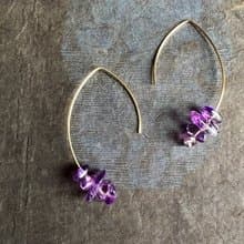 14kgf Amethyst Marquis Hoop Pierced Earrings Gift Box