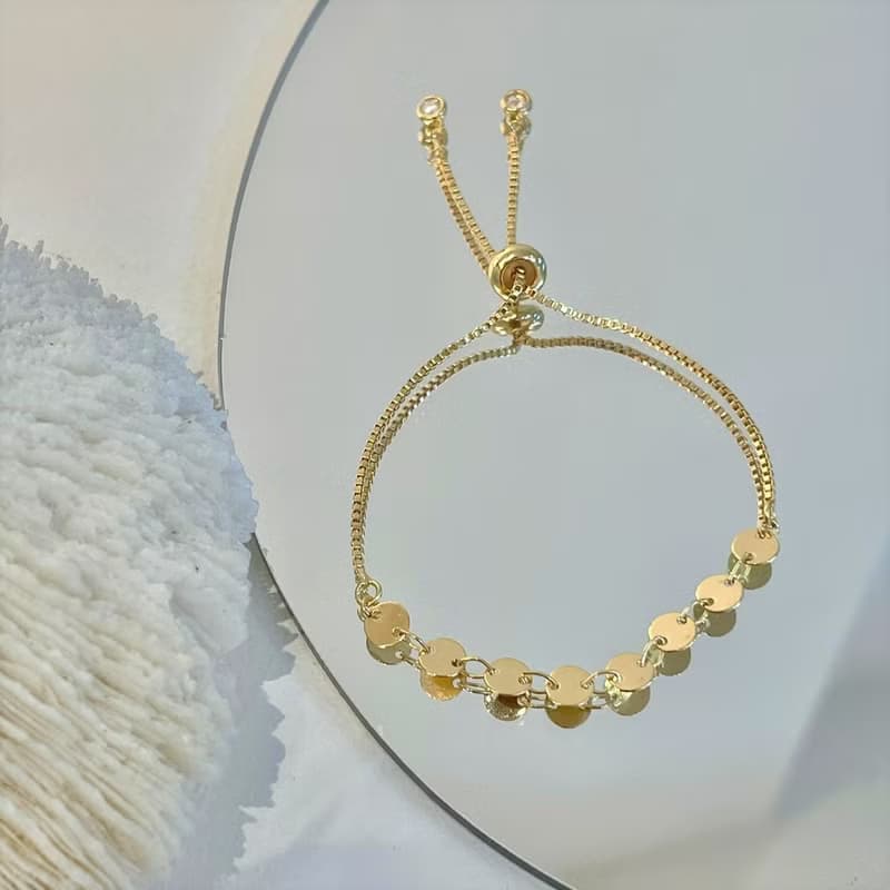 │日常│幸運金片 • 14kgf • 手鍊 • 可調式手鍊 • 注金