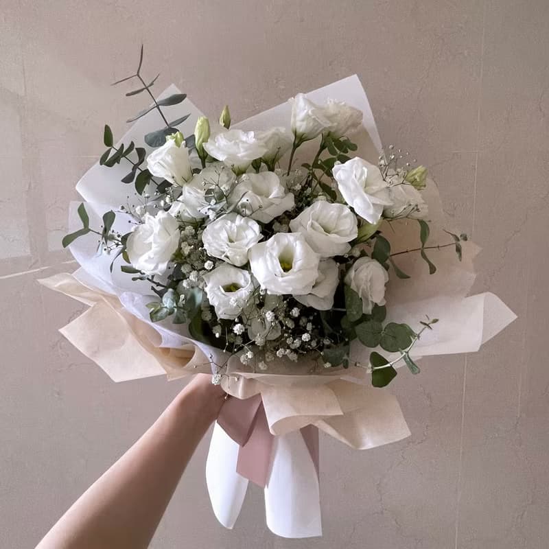 【鮮花】白綠色洋桔梗自然風鮮花花束