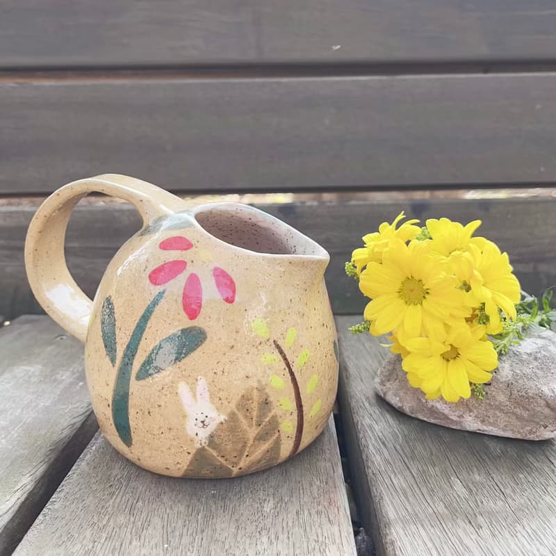 A Lu 小兔兔陶壺陶杯套組/手作手繪 原創獨一無二的溫暖禮物