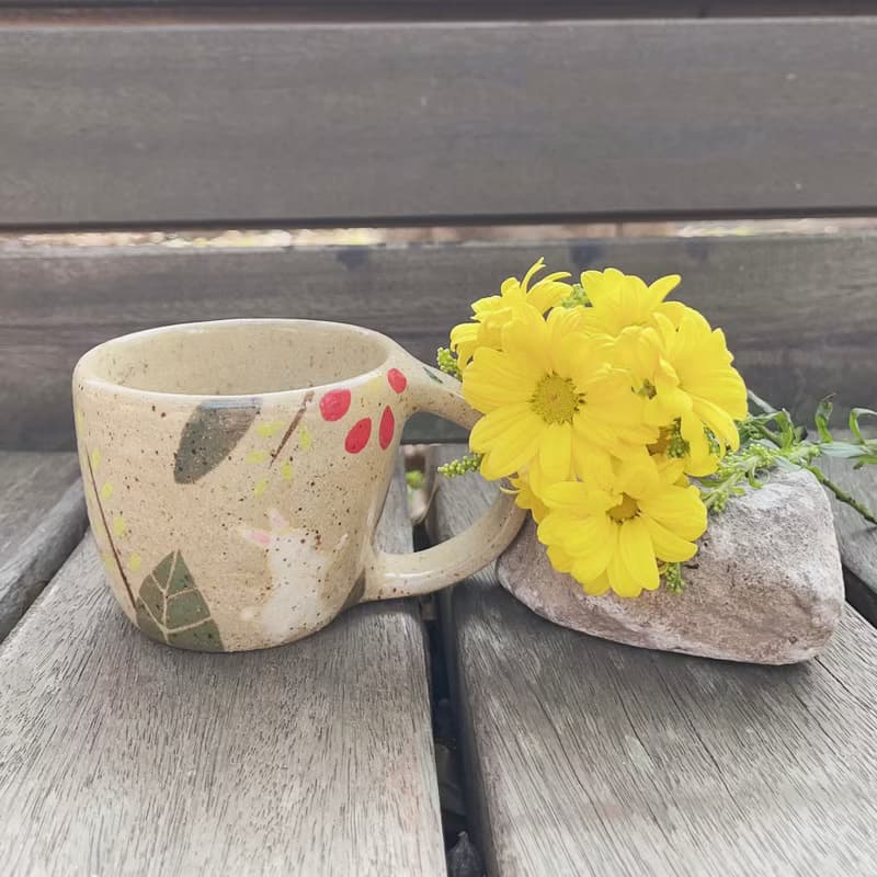 A Lu 小兔兔陶壺陶杯套組/手作手繪 原創獨一無二的溫暖禮物