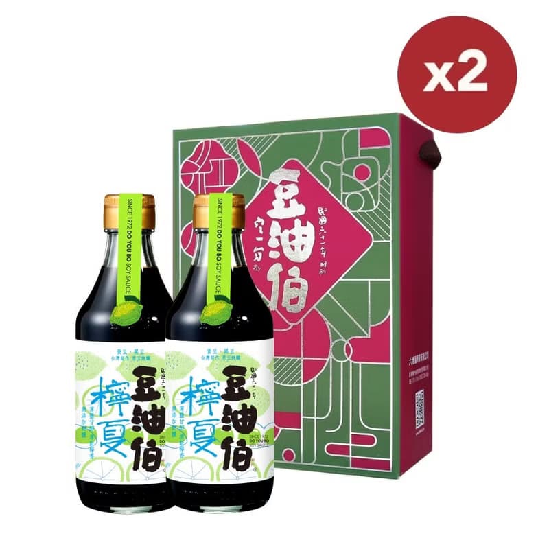 【豆油伯】 窗花2入禮盒-2盒共4入(檸夏釀造醬油300mlx4)