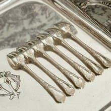 40676-珍藏法國古董CHRISTOFLE鍍銀叉6支附盒