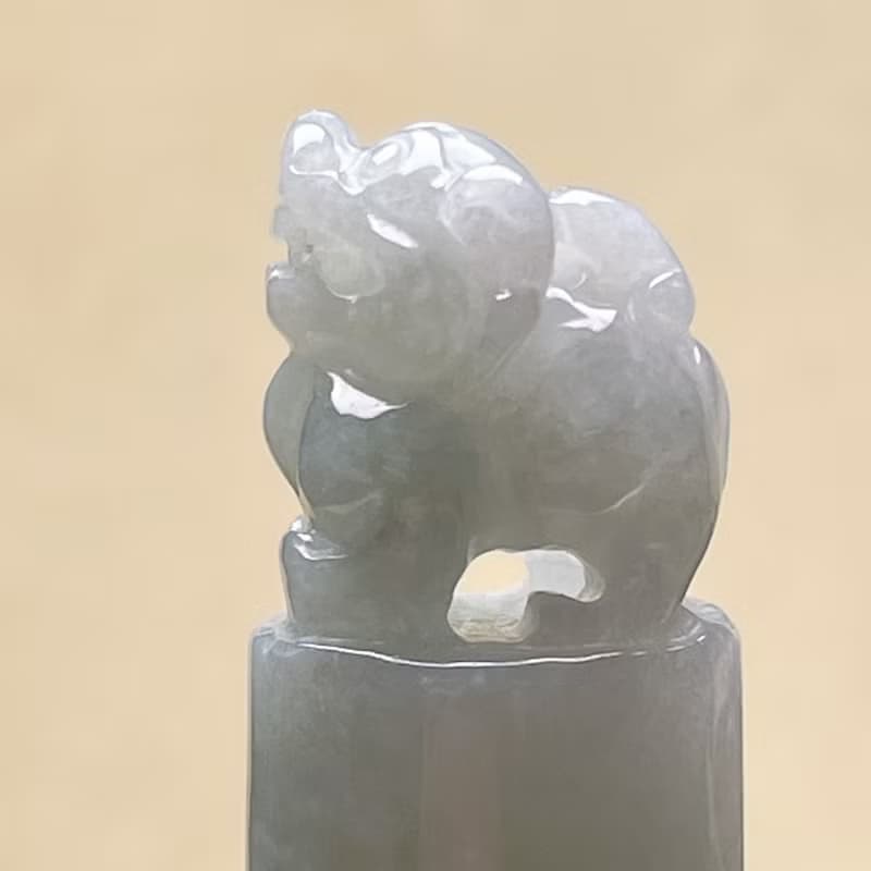 【招財神獸】白翡翡翠貔貅玉印章 | 天然緬甸玉翡翠A貨 | 送禮