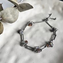 Blossom 繁花水晶花朵手鍊(鐵鏽)  不鏽鋼伸縮調節手鍊