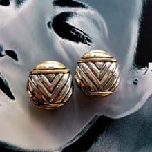 【西洋古董飾品 】銀色調 幾何 摩登 大耳環 夾式耳環