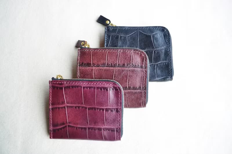 L型皮革拉鍊錢包-經典黑(鱷魚壓紋植鞣牛皮)