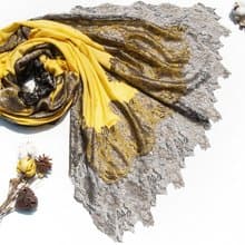 手織圍巾 編織圍巾 喀什米爾Cashmere/針織圍巾/純羊毛圍巾-蕾絲