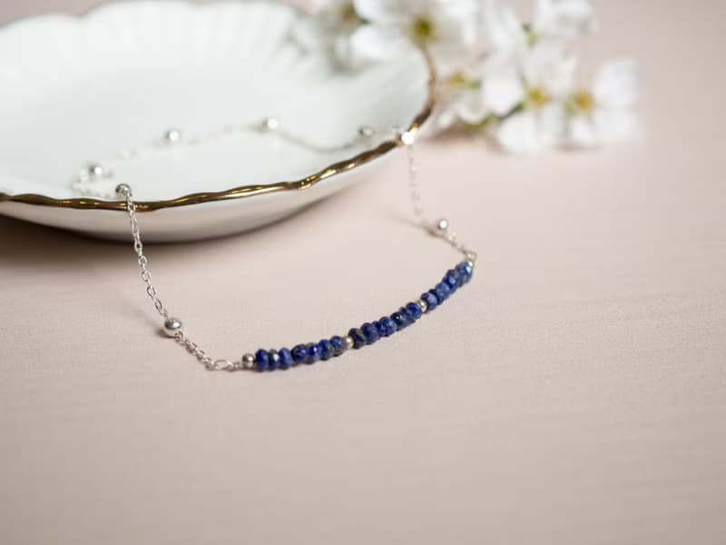 Fine Lapis Lazuli Bracelet, 925 Sterling Silver,Taurus, Virgo Birthstone Gift