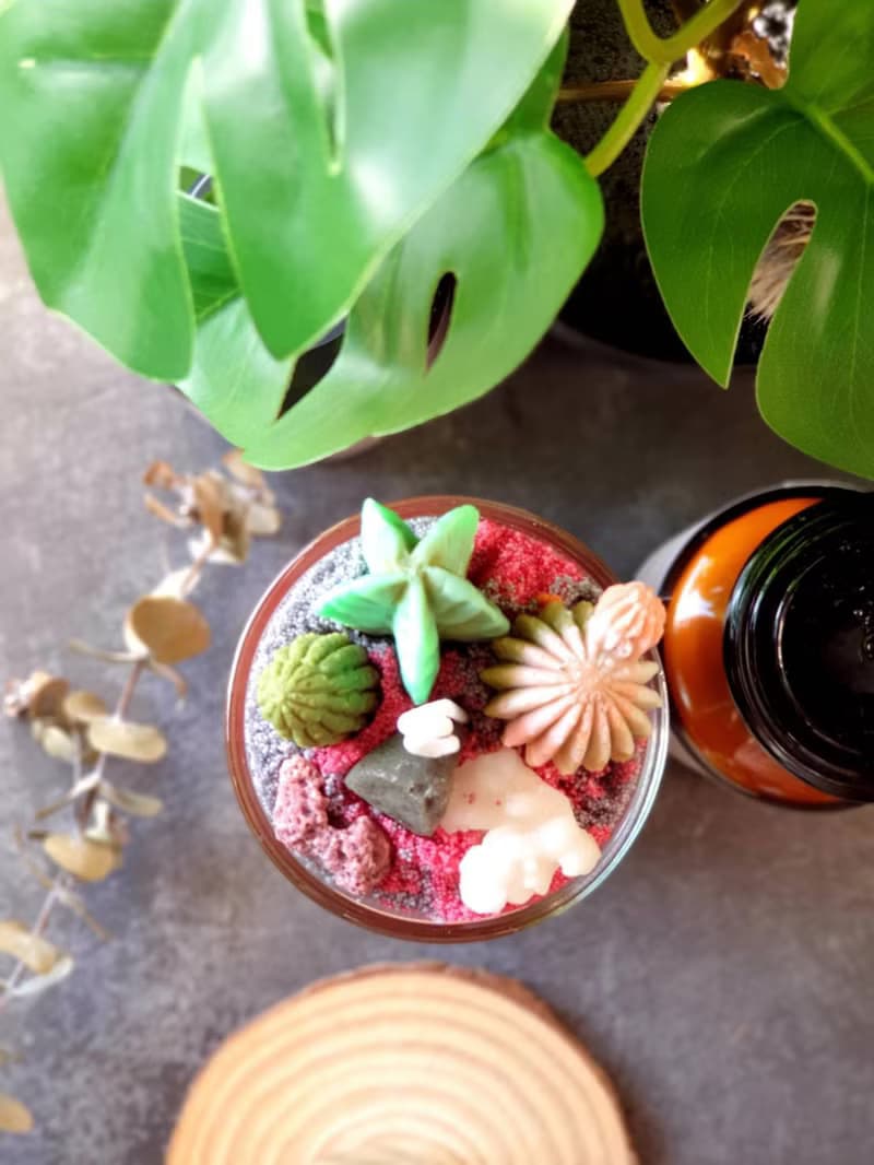 【 DIY 材料包 多肉盆栽蠟燭】韓國香氛 天然植物蠟 親子DIY手作