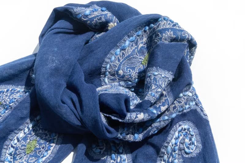 喀什米爾Cashmere/水煮羊毛披肩/針織圍巾/刺繡圍巾/羊絨披巾-花