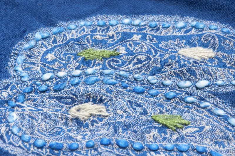 喀什米爾Cashmere/水煮羊毛披肩/針織圍巾/刺繡圍巾/羊絨披巾-花