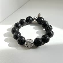 【勇氣和力量】火山岩天然礦石平安鎖鍍銀手鏈 夢想與行動力 考驗