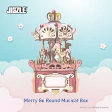 Jigzle 3D 木拼圖 音樂盒 - 旋轉木馬 |  伴手禮 拼圖 手作
