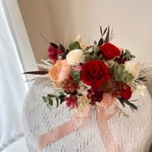 新娘捧花 緋紅色永生玫瑰捧花