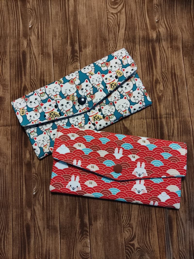 雙層紅包袋/存摺袋/手機袋/錢包/海浪兔兔/綠招財貓