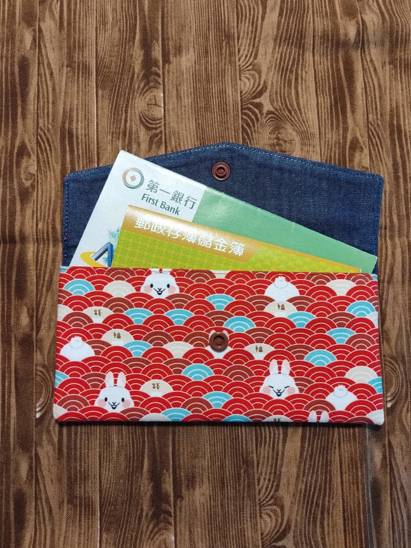 雙層紅包袋/存摺袋/手機袋/錢包/海浪兔兔/綠招財貓