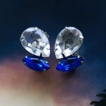 Vintage Jewelry 西洋古董飾品 藍白色調 雙鑽 夾式耳環