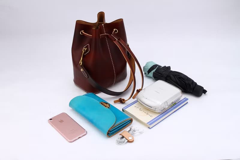 【切線派】水桶包純手縫植鞣革真皮女士肩背包方底 手染巧克力色