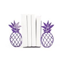 Pineapple Metal Bookends – Modern Colorful Shelf Decor in Purple or Gold