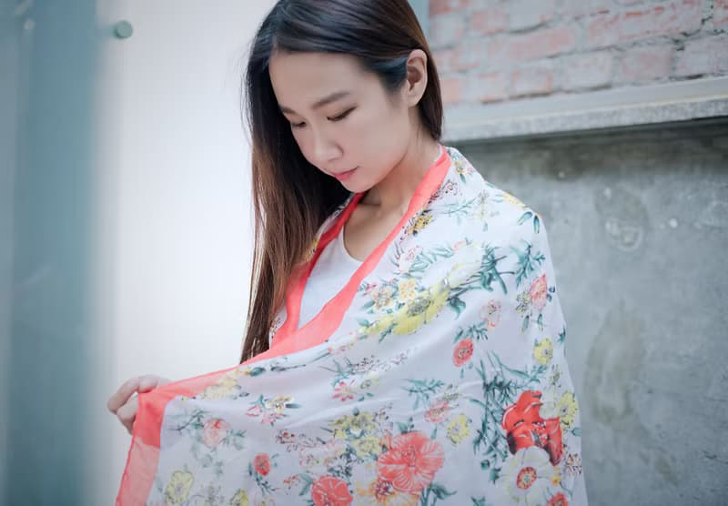 unni甜美長絲巾 遮曬 擋風 披肩 scarf 圍巾 保暖 保暖 絲巾圍脖