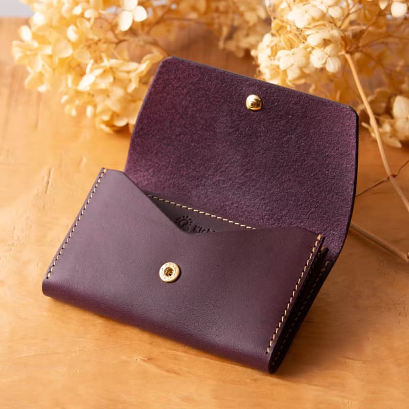 シンプルなマチつきカードケース 名刺入れ　Patan-card マチつき #Plum【入学祝】【就職祝】【カスタム可能なギフト】