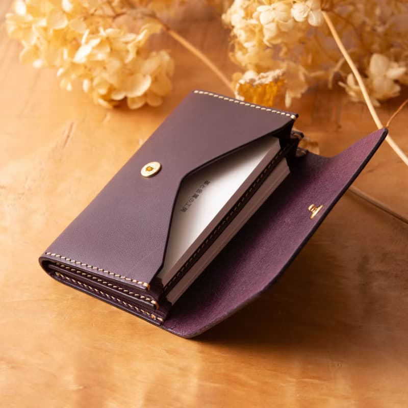 シンプルなマチつきカードケース 名刺入れ　Patan-card マチつき #Plum【入学祝】【就職祝】【カスタム可能なギフト】