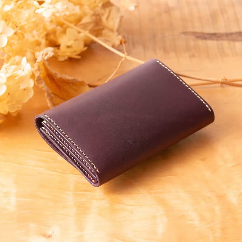 シンプルなマチつきカードケース 名刺入れ　Patan-card マチつき #Plum【入学祝】【就職祝】【カスタム可能なギフト】