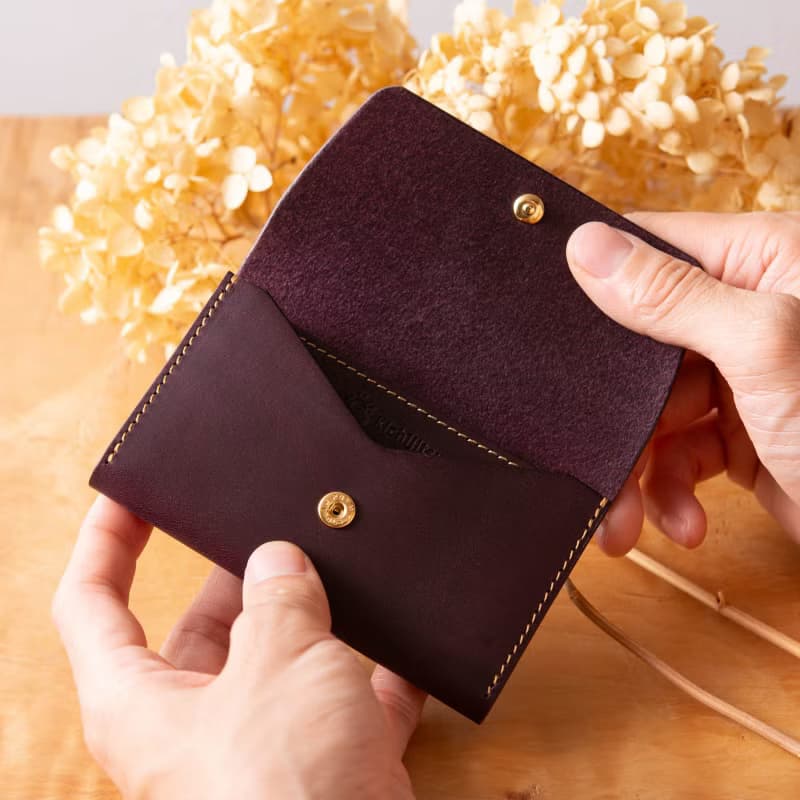 シンプルなマチつきカードケース 名刺入れ　Patan-card マチつき #Plum【入学祝】【就職祝】【カスタム可能なギフト】
